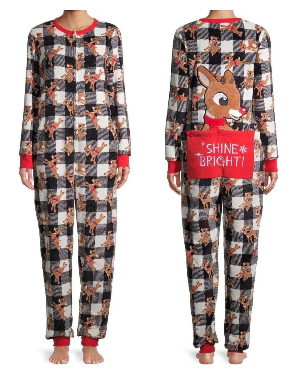 Rudolph the Red Nosed Reindeer Union Suit Women's Pajamas One Piece Size Medium